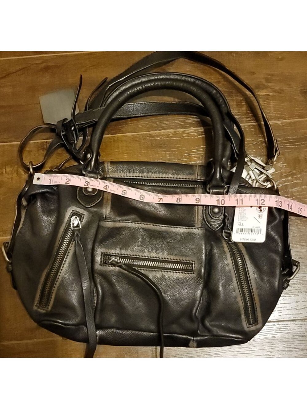 Free People Baby Emerson Tote Bag Black Leather Boho Chic Hippie Contemporary - Picture 4 of 7